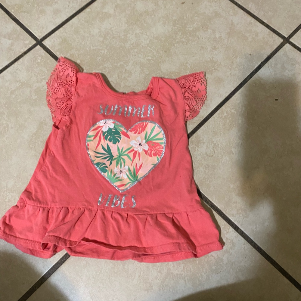 Girls' Coral Flutter Sleeve Top - Summer Vibes